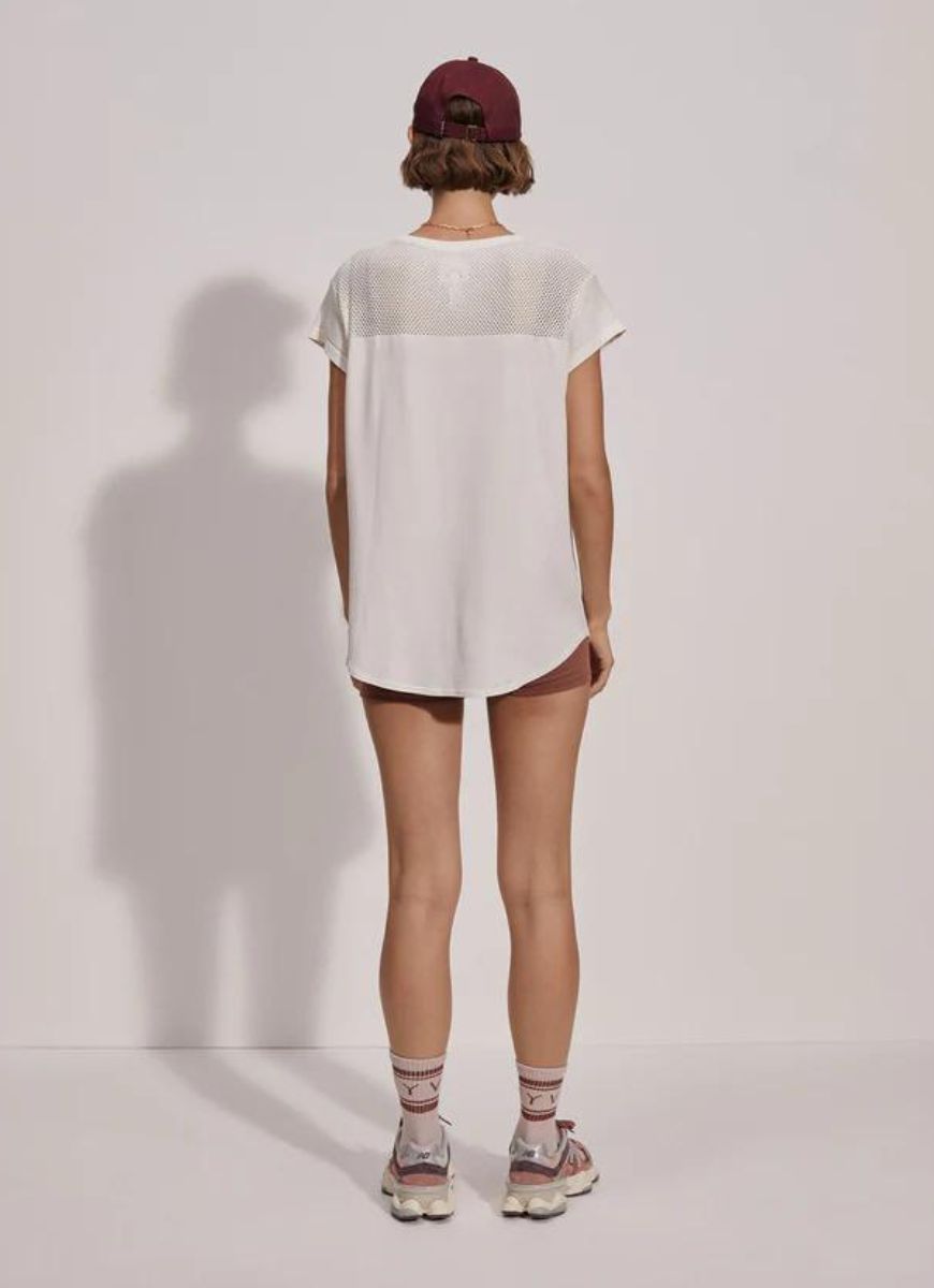 Varley Wakefield Seamless Women's Tee in Snow White Full Length Back View