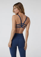 vuori Yosemite Sports Bra in French Blue Back View