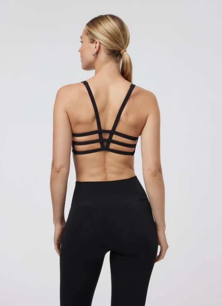 Vuori Yosemite Sports Bra in Black Back View