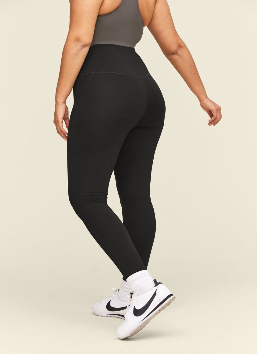 Girlfriend Collective  High Rise Compressive Full Length Legging in Black Back View