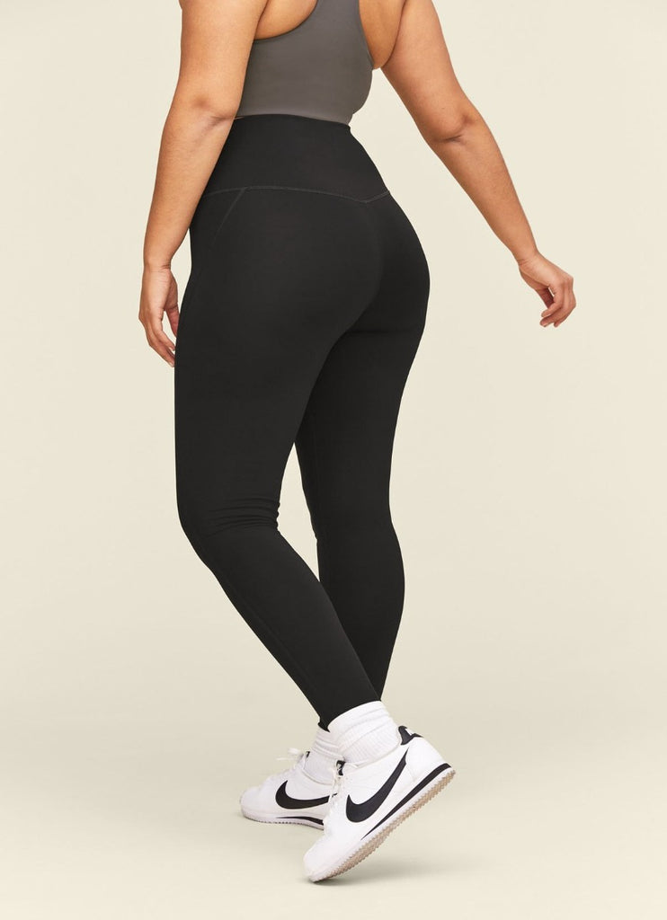 Girlfriend Collective  High Rise Compressive Full Length Legging in Black Back View