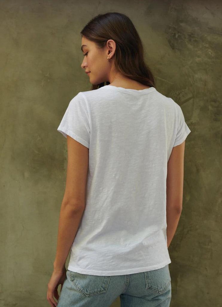 Velvet by Graham & Spencer City Slub Women's Crew Tee in White Back View