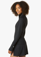 Beyond Yoga Heather Rib Take A Hike Zip Pullover in Black Side View