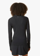 Beyond Yoga Heather Rib Take A Hike Zip Pullover in Black Back View