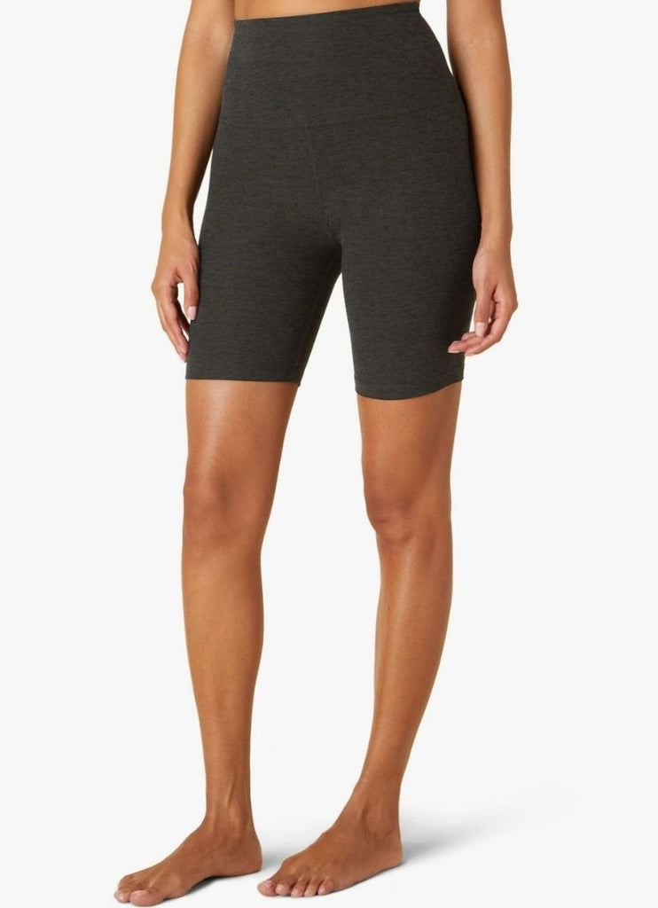 Beyond Yoga Spacedye Keep Pace Biker Short in Darkest Night Front View