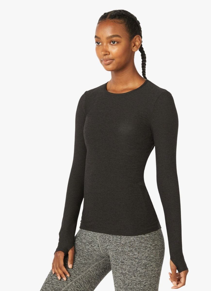 Beyond Yoga Women's Featherweight Classic Crew Pullover in Darkest Night Side View