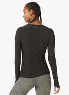Beyond Yoga Women's Featherweight Classic Crew Pullover in Darkest Night Back View