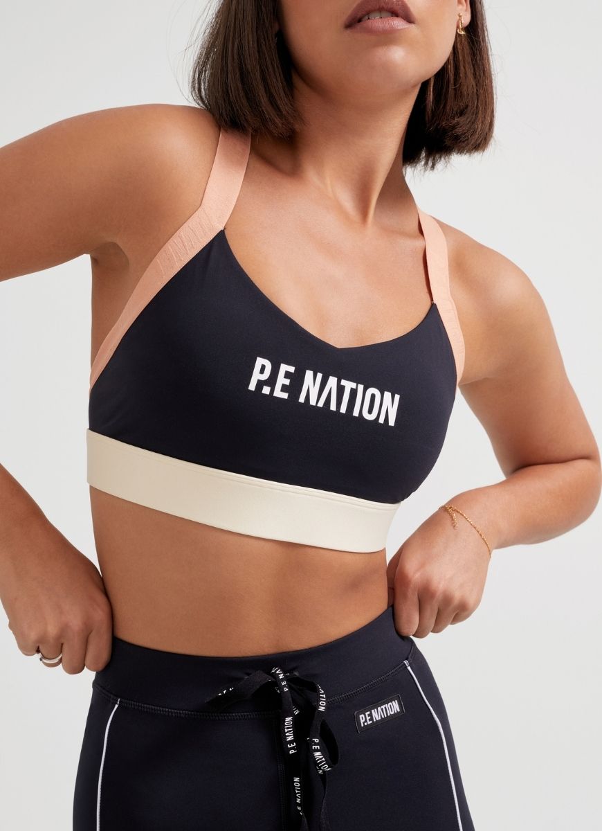 PE Nation Bar Down Sports Bra - Female - Black - Large