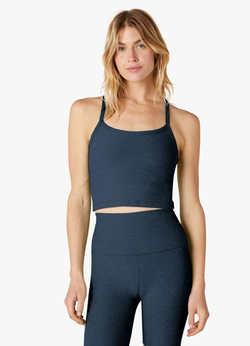 Beyond Yoga Spacedye Slim Racerback Cropped Tank Top in Navy