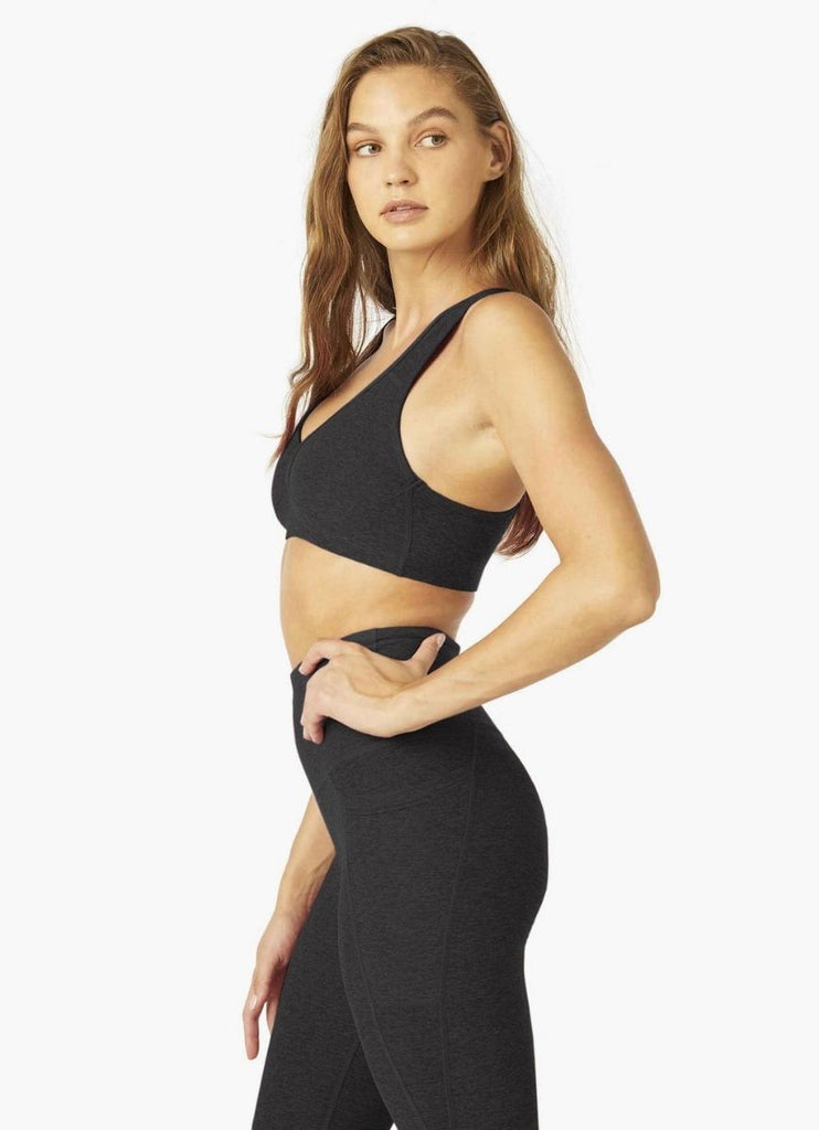 Beyond Yoga Spacedye Lift Your Spirits Bra in Darkest Night Side View