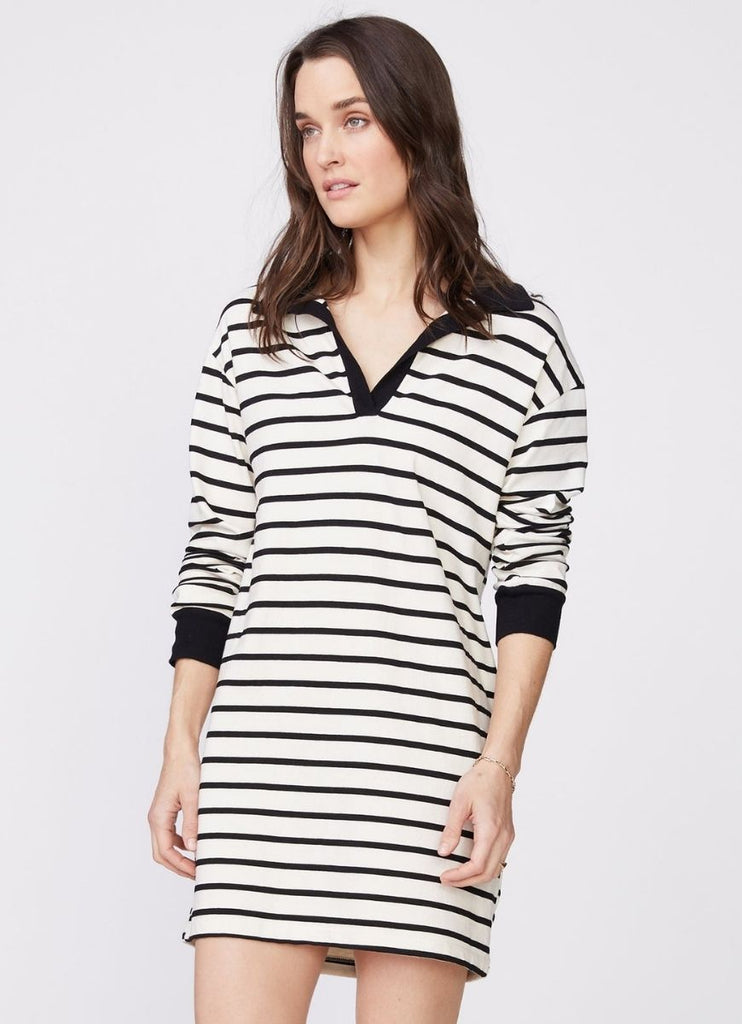 MONROW Stripe Relaxed Polo Dress Alternate View