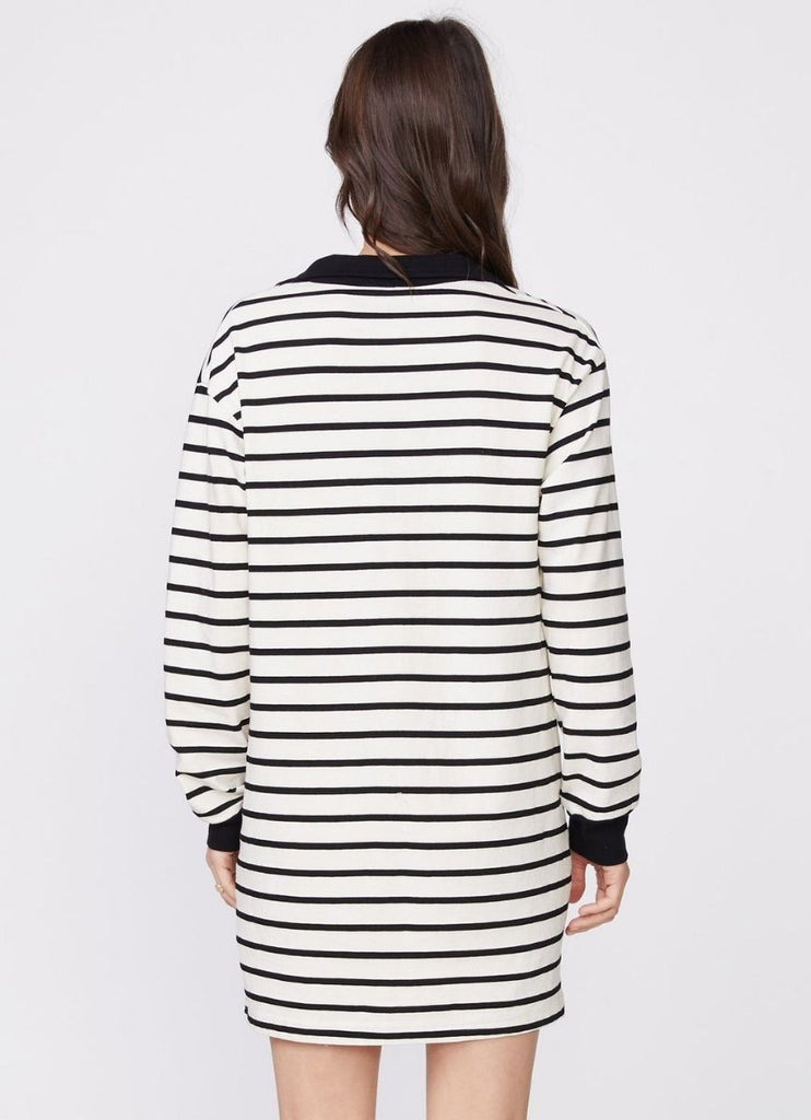 MONROW Stripe Relaxed Polo Dress Back View