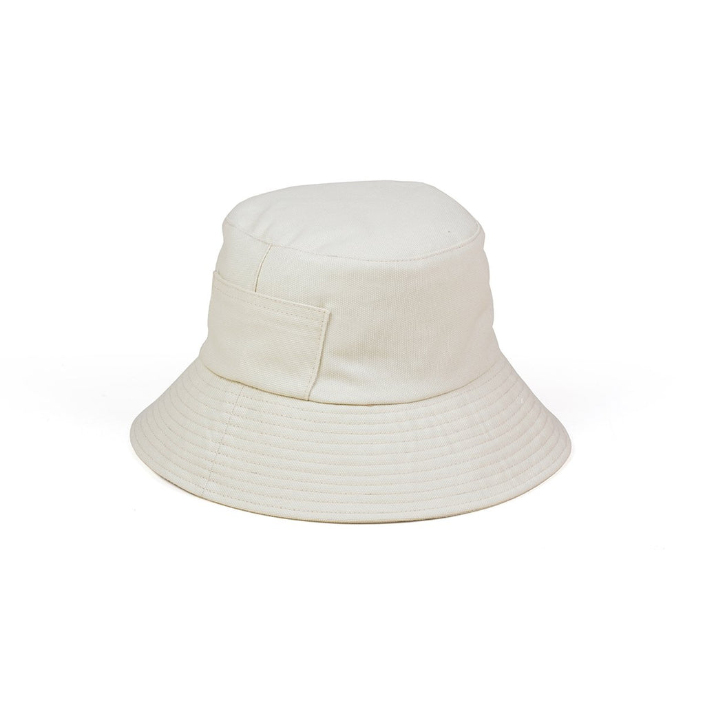 Lack of Color Canvas Wave Bucket Hat in Beige