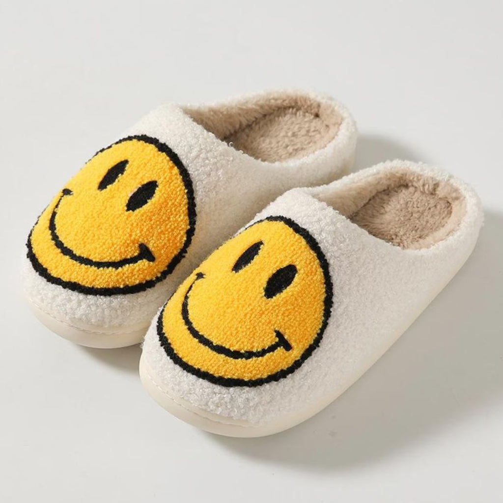 Women's Yellow Smiley Face Slippers