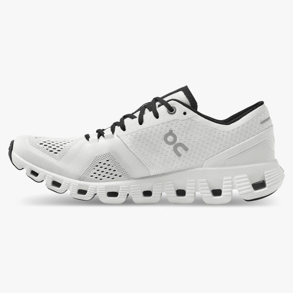On Cloud X Women's Running Shoes in White Single Shoe View Alternate Side View