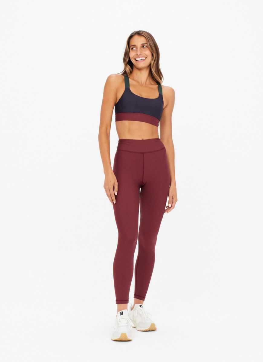 Buy The Upside Heritage Striped High-rise Jersey Leggings - Burgundy Multi  At 30% Off