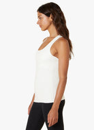 Beyond Yoga Step Up Racerback Tank in White Side View